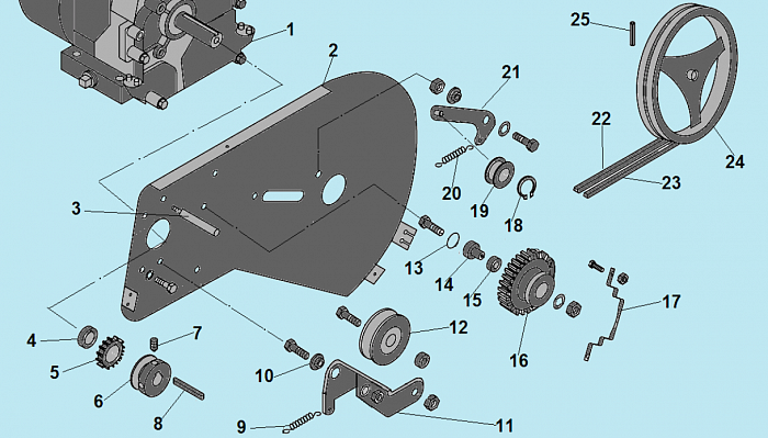 1 РЕМЕНЬ - ШКИВ - ДВИГАТЕЛЬ КУЛЬТИВАТОР CHAMPION ВC7712